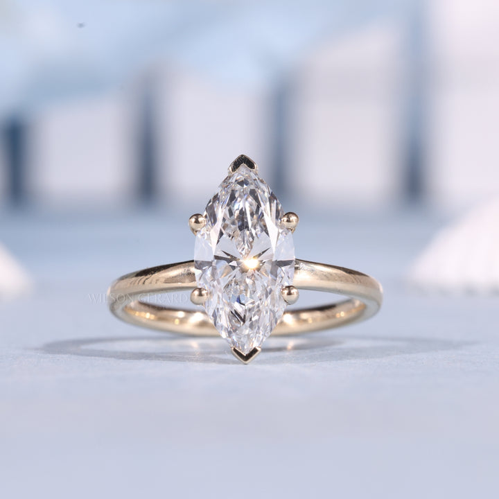 1.50CT Marquise E/VS1 Lab Grown Diamond Solitaire Engagement Gold Rings Fashion