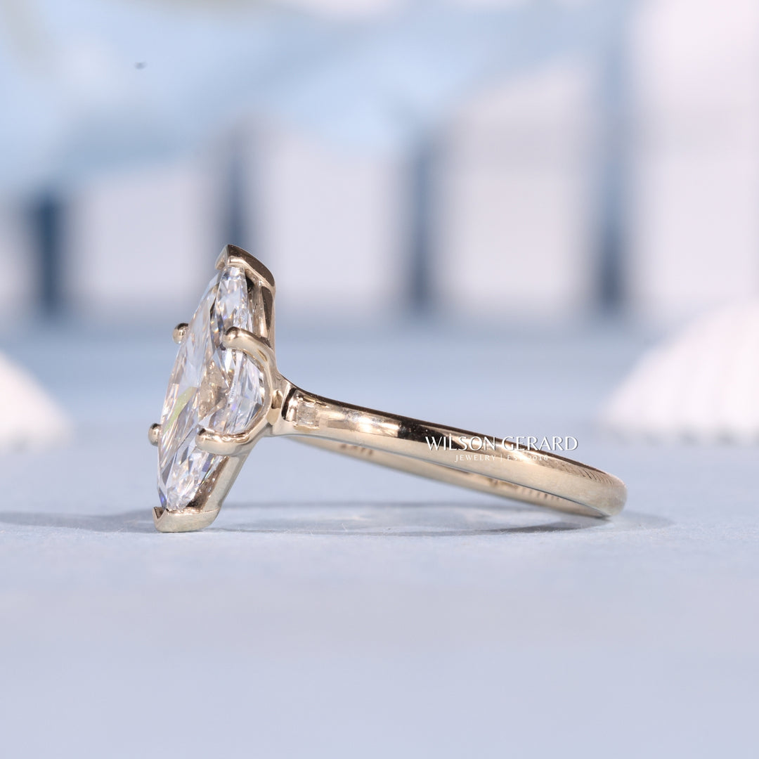 1.50CT Marquise E/VS1 Lab Grown Diamond Solitaire Engagement Gold Rings Fashion