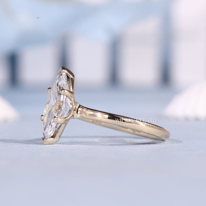 1.50CT Marquise E/VS1 Lab Grown Diamond Solitaire Engagement Gold Rings Fashion