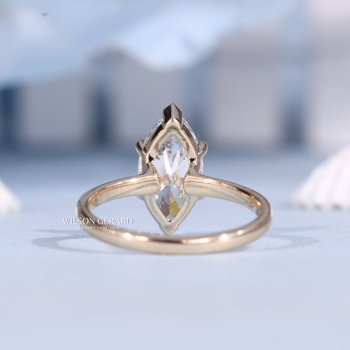 1.50CT Marquise E/VS1 Lab Grown Diamond Solitaire Engagement Gold Rings Fashion