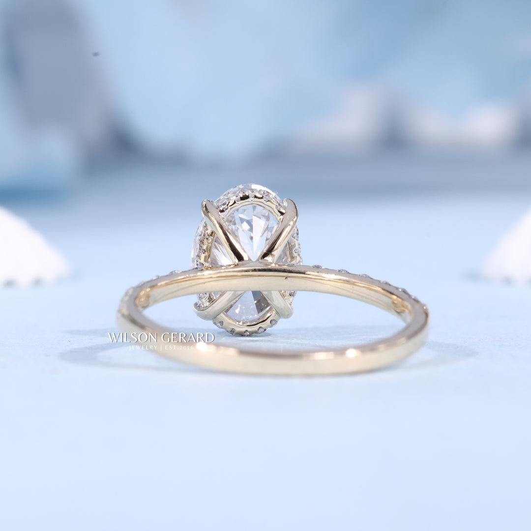 2.50CT Oval Cut E/VS1 Lab Grown Diamond Hidden Halo Pave Engagement Fashion Rings | Timeless Engagement Ring