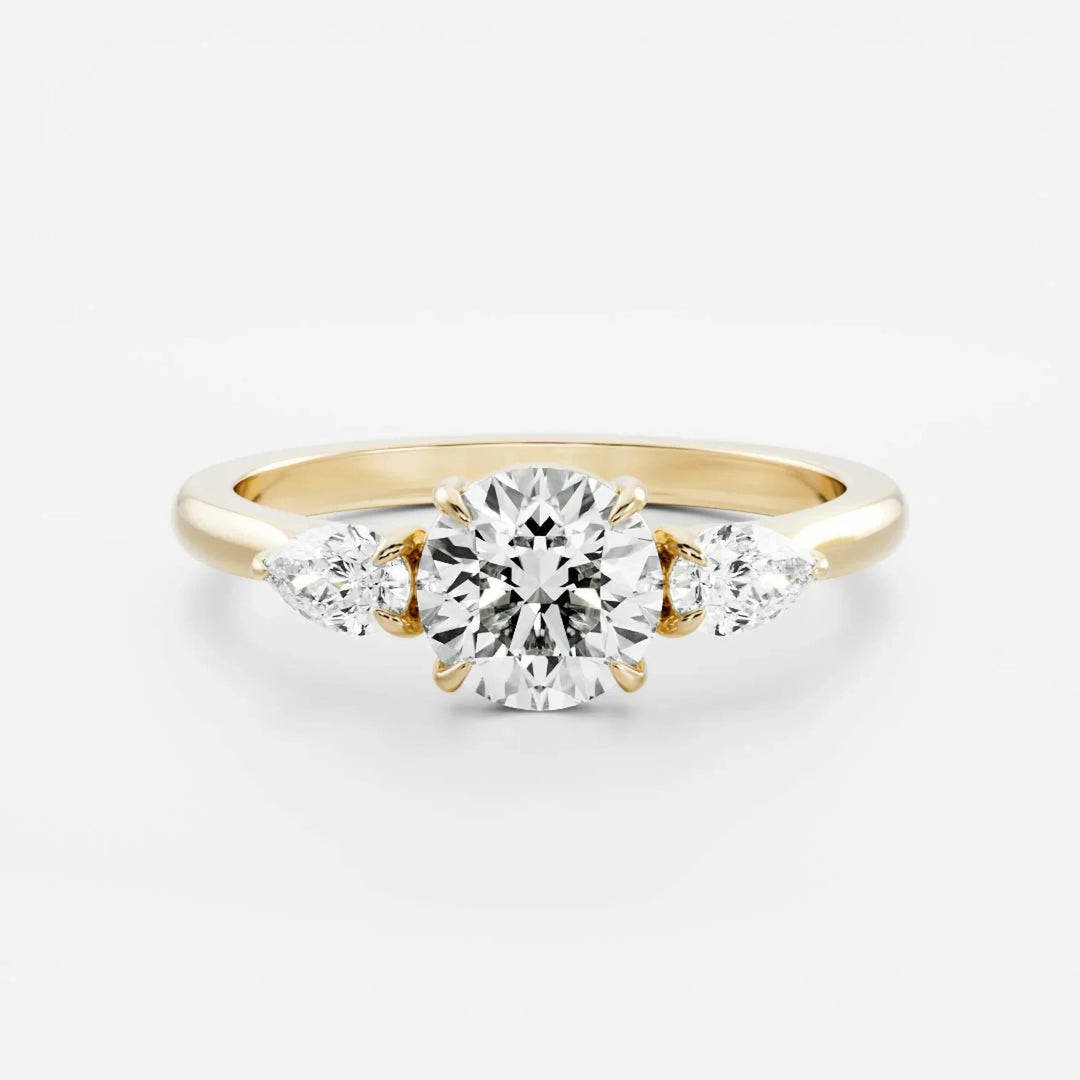 0.5 carat round three stone engagement ring lab grown diamond IGI certified