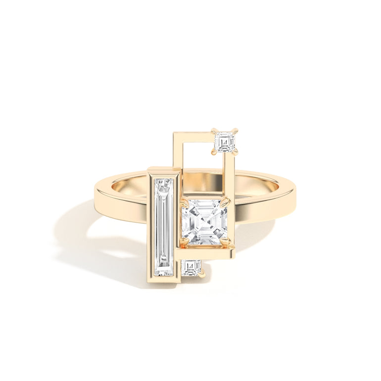 Asscher Cut Lab Grown Diamond Engagement Ring