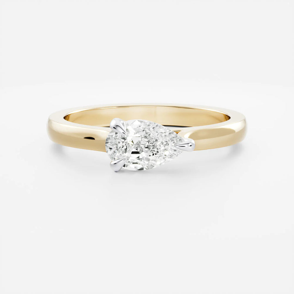 0.5ct east west pear IGI lab grown diamond cathedral ring USA