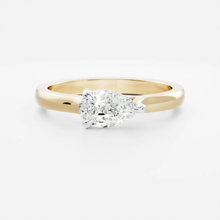 0.5ct east west pear IGI lab grown diamond cathedral ring USA