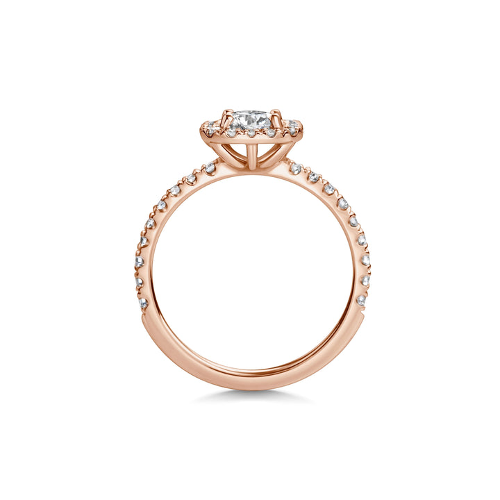 0.6ct Cushion Halo F- VS1 Lab Grown Diamond Pave Engagement Ring