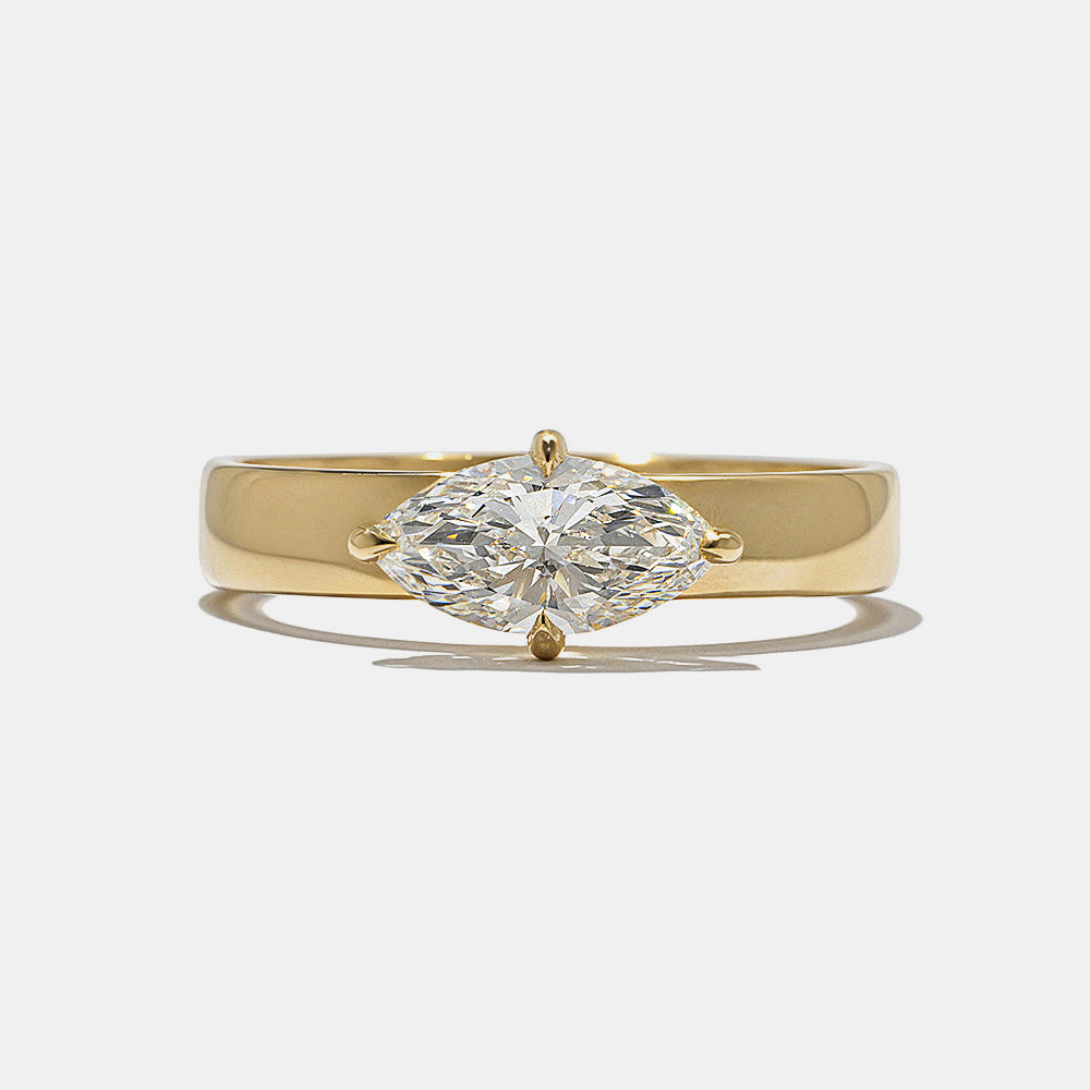 east west marquise lab grown diamond cigar band engagement ring 0.75 carat E VS1 solitaire