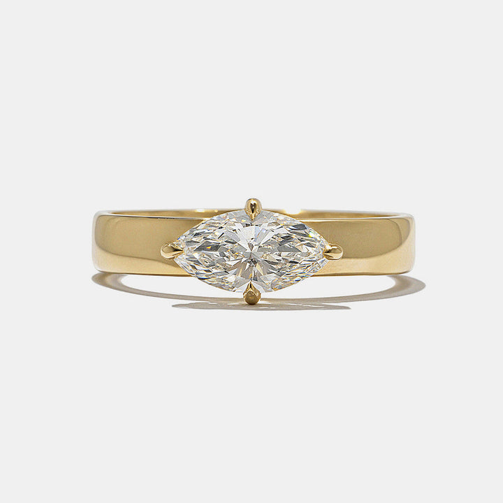 east west marquise lab grown diamond cigar band engagement ring 0.75 carat E VS1 solitaire