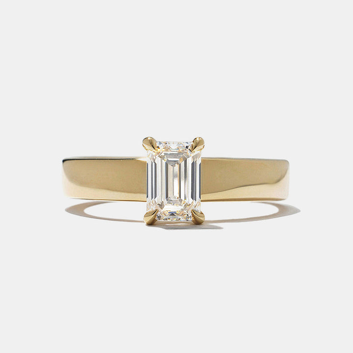 emerald cut lab grown diamond solitaire engagement ring 0.75 carat E VS1 CVD