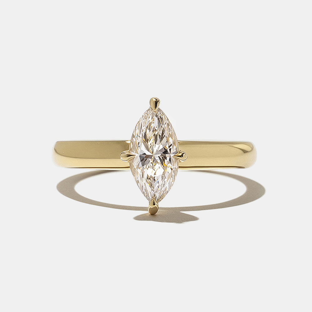 marquise cut lab grown diamond cigar band solitaire engagement ring 0.75 carat E VS1 USA