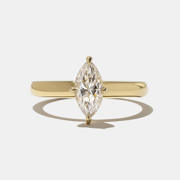 marquise cut lab grown diamond cigar band solitaire engagement ring 0.75 carat E VS1 USA