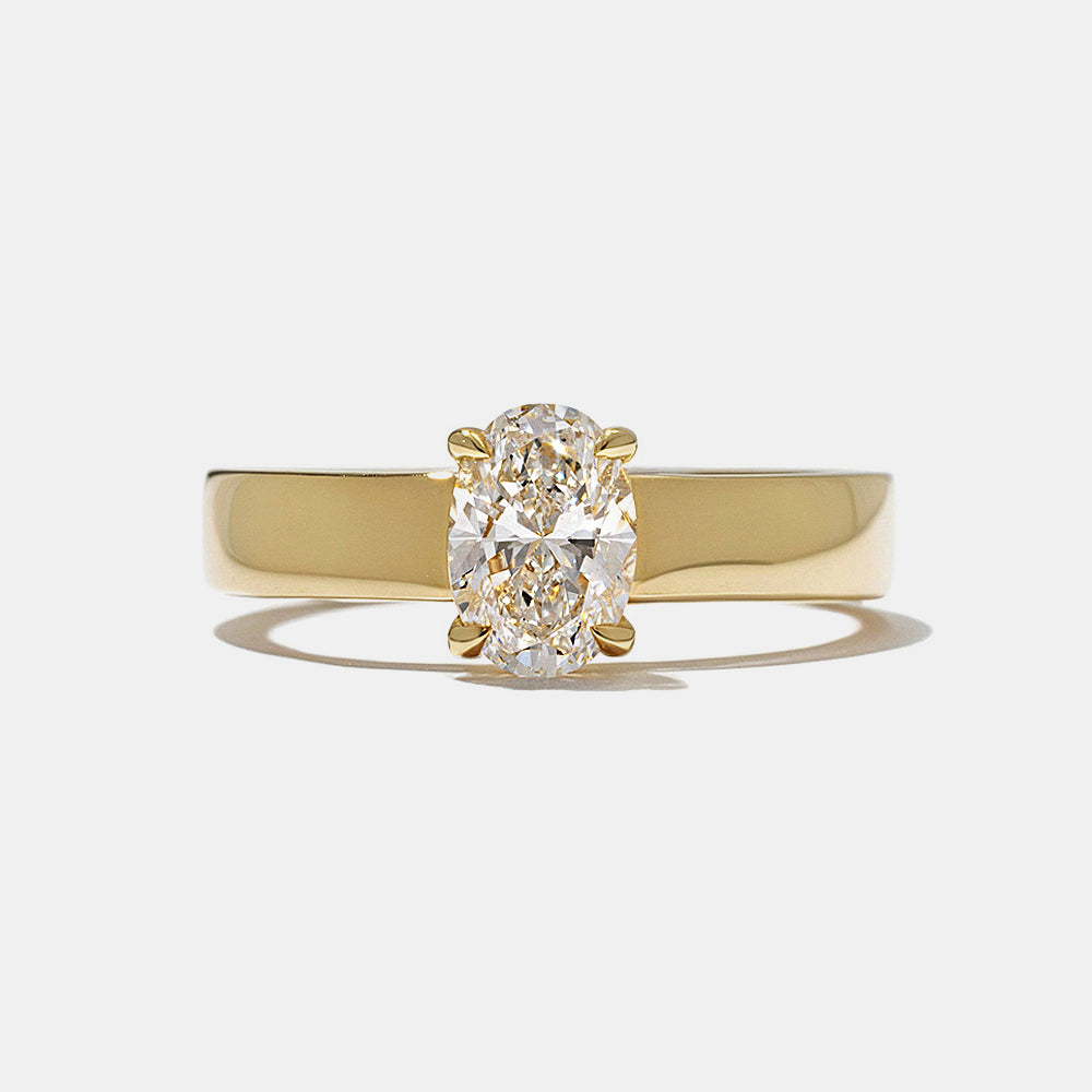 oval lab grown diamond solitaire engagement ring 0.75 carat E VS