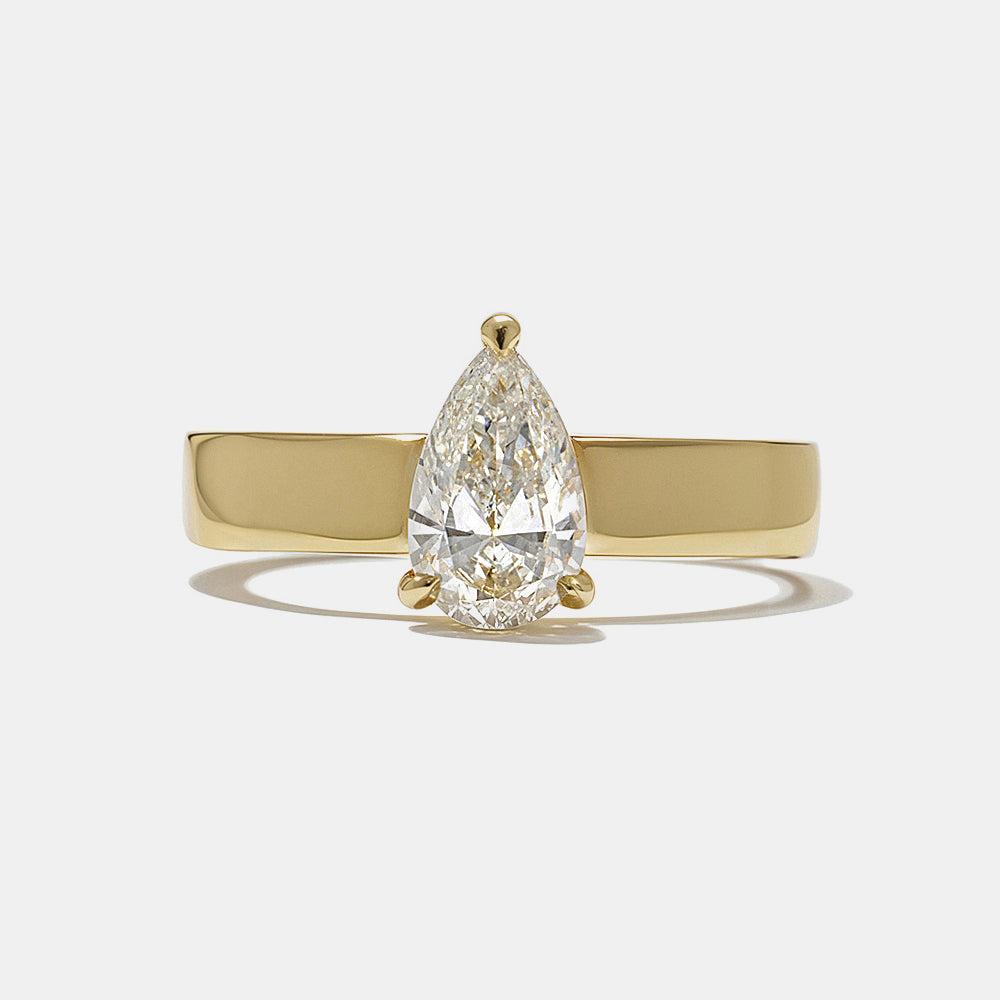 pear lab grown diamond cigar band engagement ring 0.75 carat E VS1 solitaire