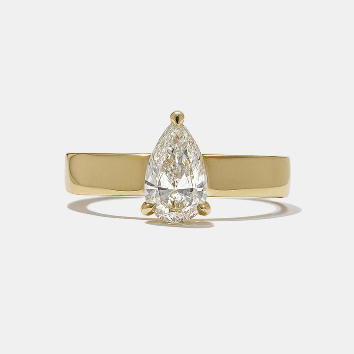 pear lab grown diamond cigar band engagement ring 0.75 carat E VS1 solitaire
