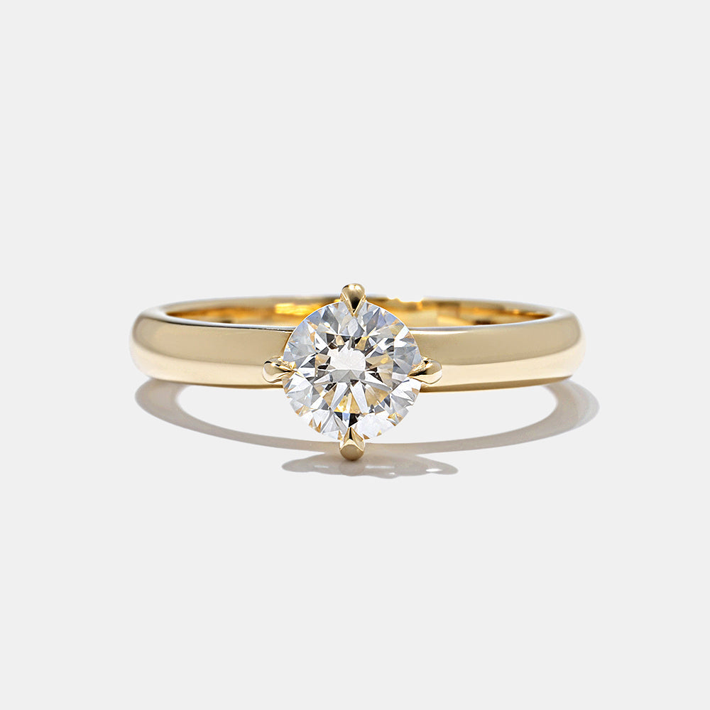 round cut CVD lab grown diamond cigar band solitaire engagement ring 0.75 carat E VS1 USA