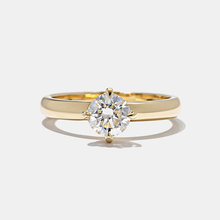 round cut CVD lab grown diamond cigar band solitaire engagement ring 0.75 carat E VS1 USA