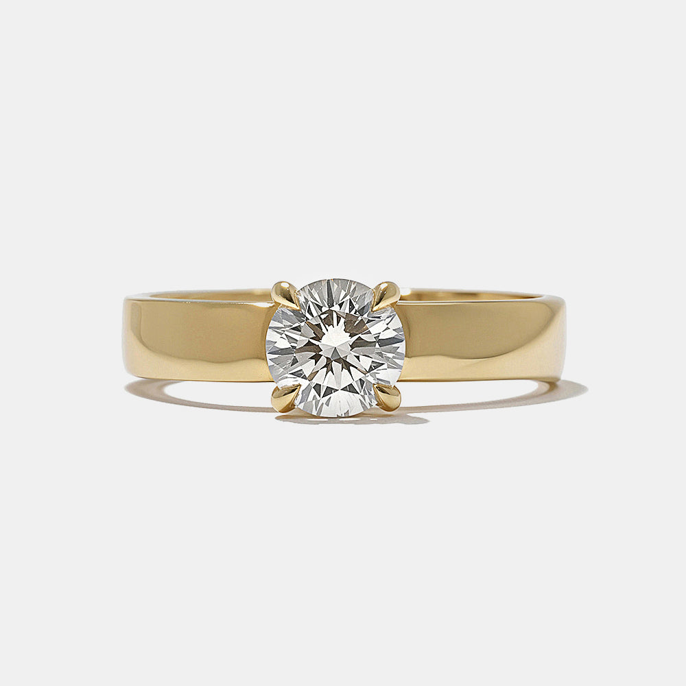 round lab grown diamond cigar band engagement ring 0.75 carat E VS1 solitaire