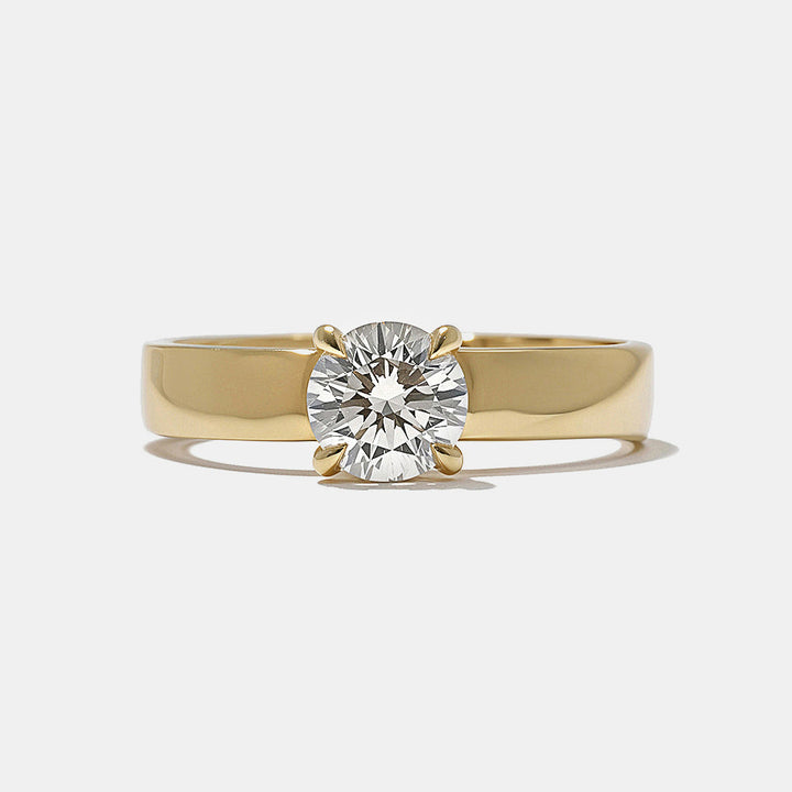 round lab grown diamond cigar band engagement ring 0.75 carat E VS1 solitaire