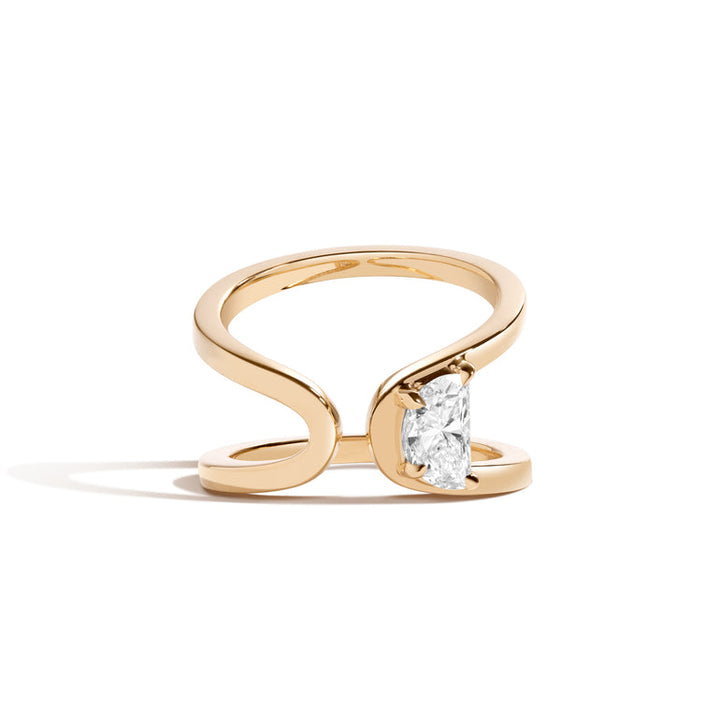 Half Moon Cut Lab Diamond Engagement Ring