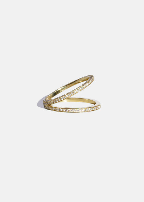 Round Pave Double Band Lab Grown Diamond Wedding Band
