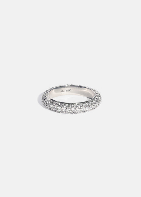 Round Lab Grown Diamond Three Side Pave Full Eternity Wedding Band