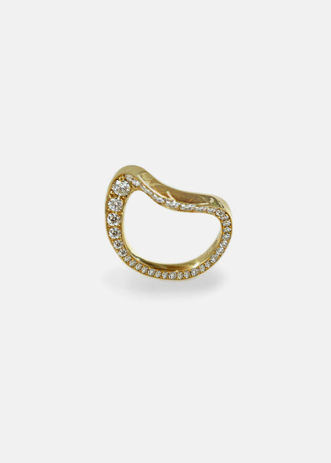 Round Unique Curved Lab Grown Diamond Wedding Band