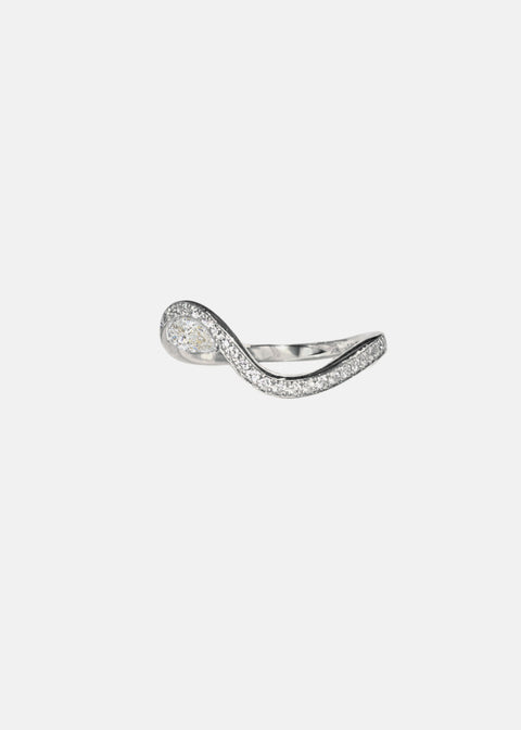 Pear Lab Grown Diamond Unique Curved Channel Pave Wedding Band