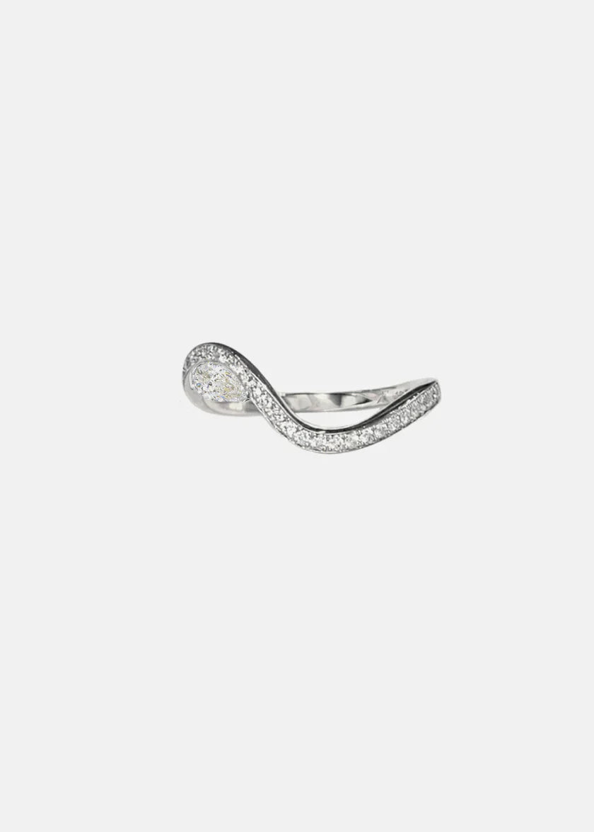 2.0CT Pear E/VS CVD Diamond Channel Pave Curved Engagement Unique Diamond Rings With Matching Band