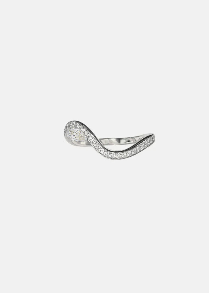 2.0CT Pear E/VS CVD Diamond Channel Pave Curved Engagement Unique Diamond Rings With Matching Band