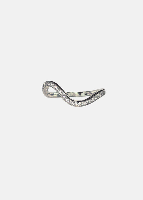 Round Channel Pave Unique Curved Lab Grown Diamond Wedding Band