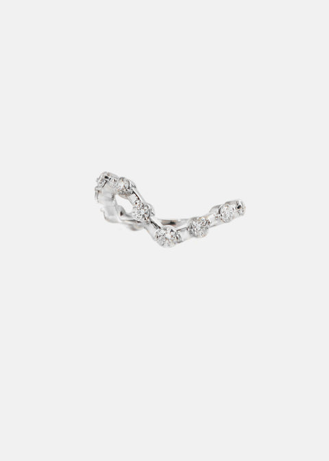 Round Petite Pave Lab Grown Diamond Unique Curved Wedding Band