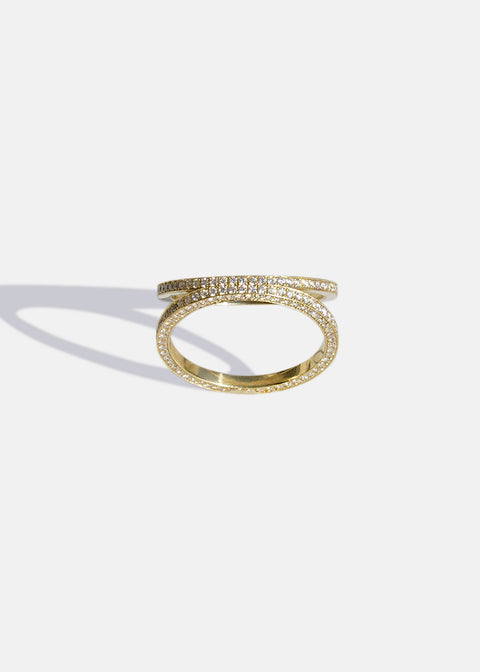 Round Pave Double Band Lab Grown Diamond Wedding Band
