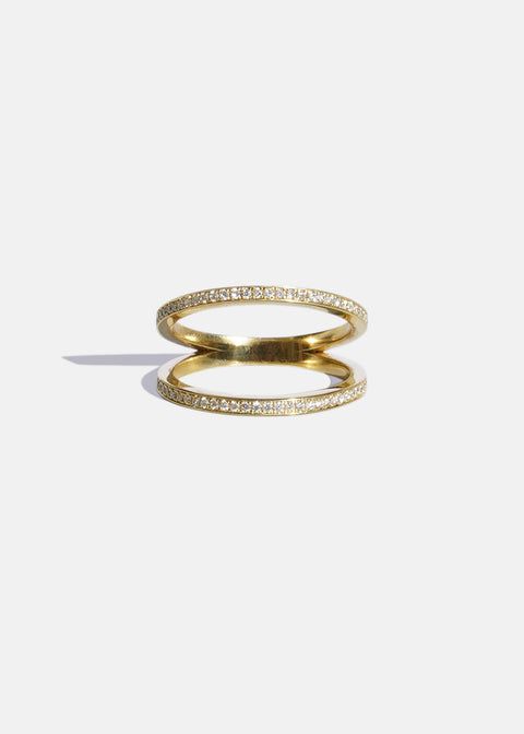Round Pave Double Band Lab Grown Diamond Wedding Band