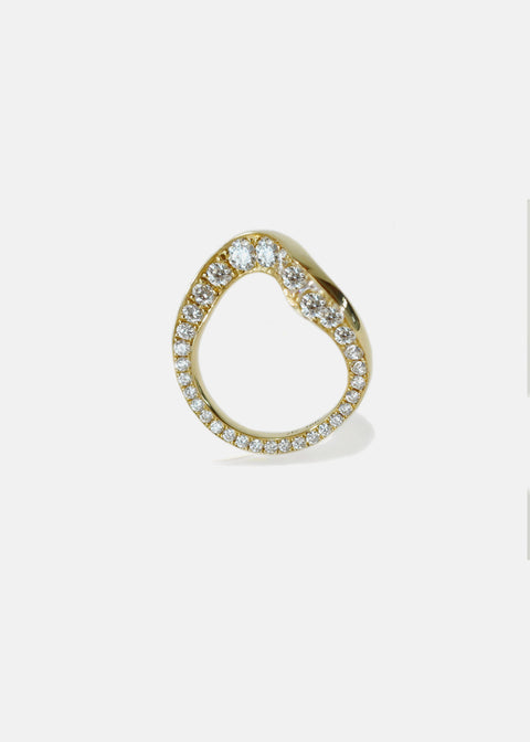 Round Unique Curved Lab Grown Diamond Wedding Band
