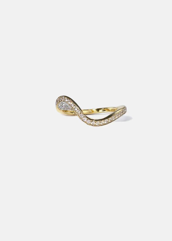 2.0CT Pear E/VS CVD Diamond Channel Pave Curved Engagement Unique Diamond Rings With Matching Band