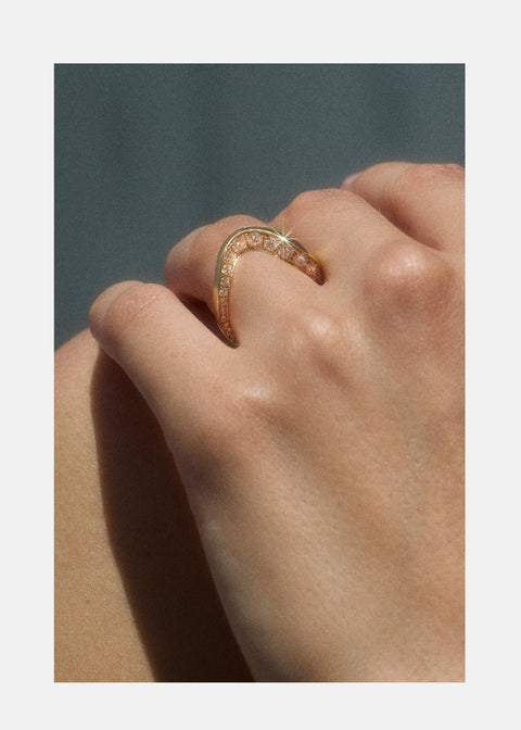 Round Unique Curved Lab Grown Diamond Wedding Band