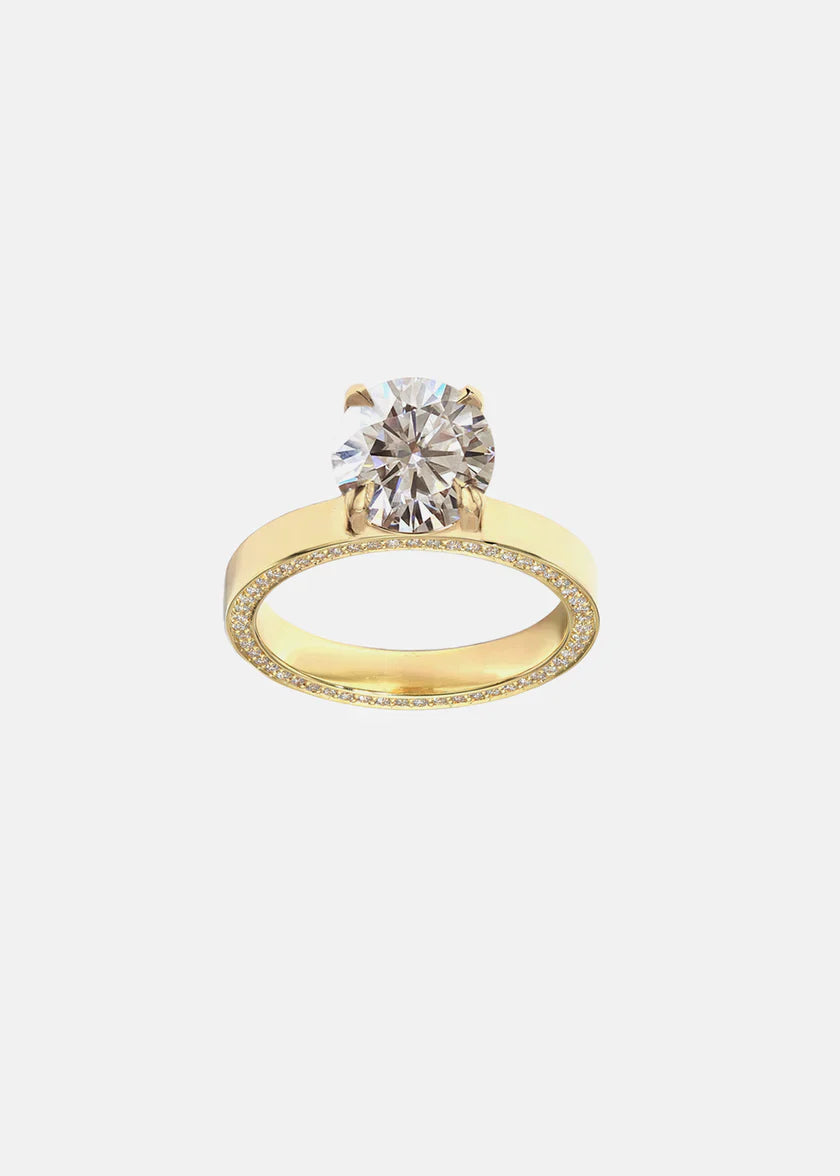 2.0ct Round Floating E/VS Lab Grown Diamond Unique Pave Engagement Ring With Wedding Band