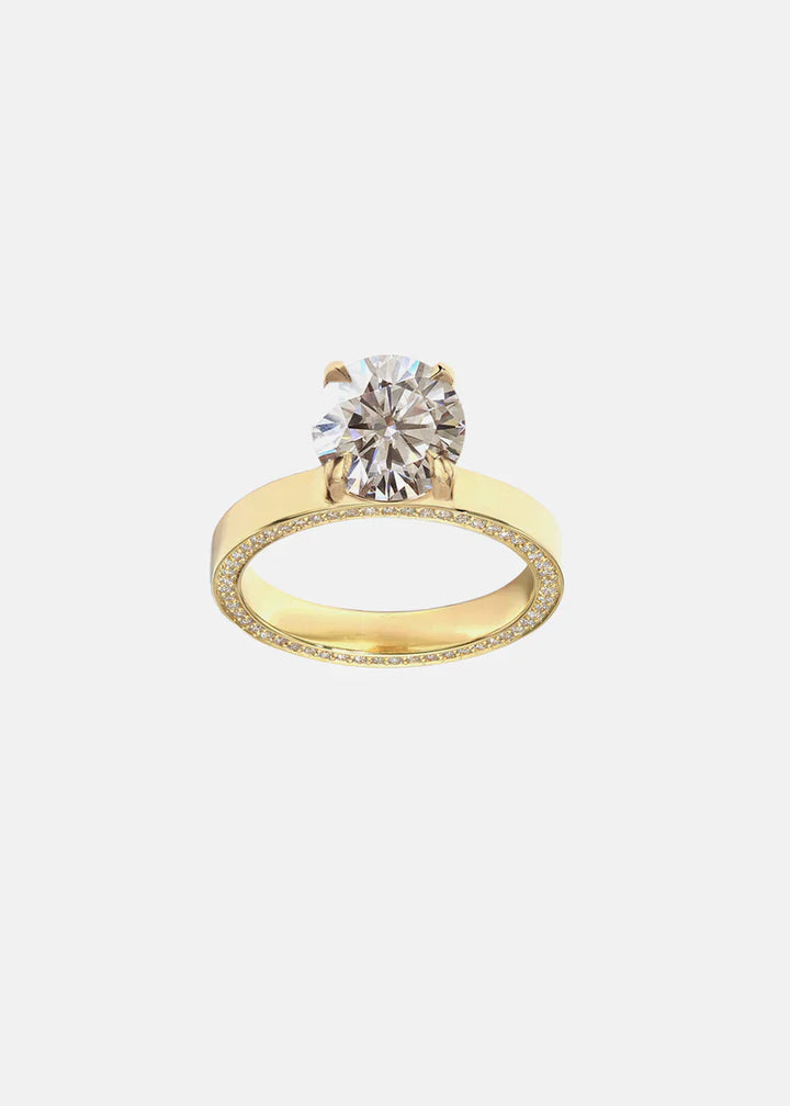 2.0ct Round Floating E/VS Lab Grown Diamond Unique Pave Engagement Ring With Wedding Band