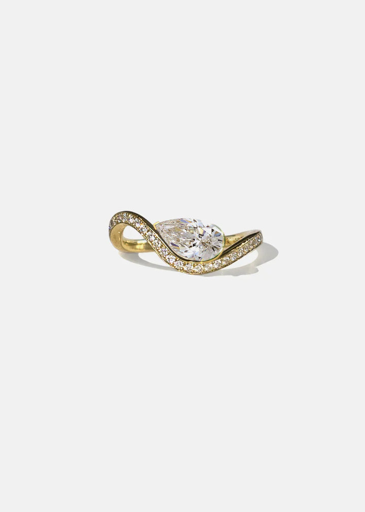 1.0CT Pear E/VS CVD Diamond Channel Pave Unique Diamond Rings Classy Engagement With Matching Band