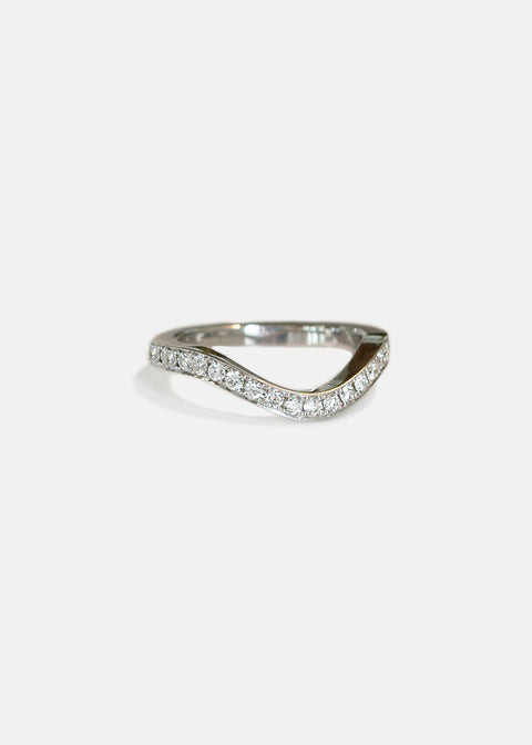 Round Channel Pave Curved Lab Grown Diamond Wedding Band