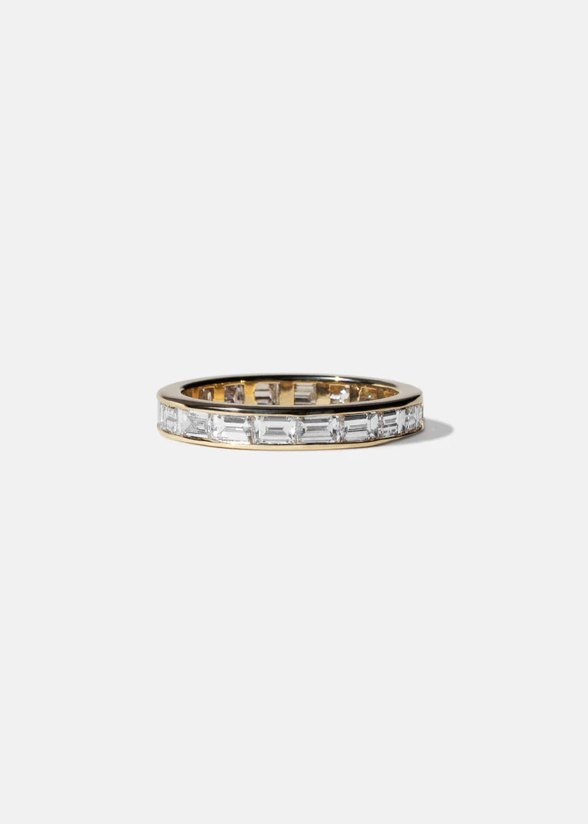 3.0ct Three Stones Asscher E/VS Lab Grown Diamond Engagement Ring With Eternity Wedding Band