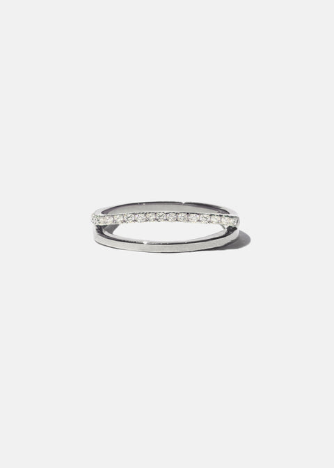 Round Pave Double Band Lab Grown Diamond Wedding Band