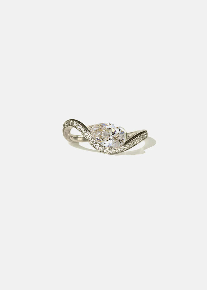 1.0CT Pear E/VS CVD Diamond Channel Pave Unique Diamond Rings Classy Engagement With Matching Band