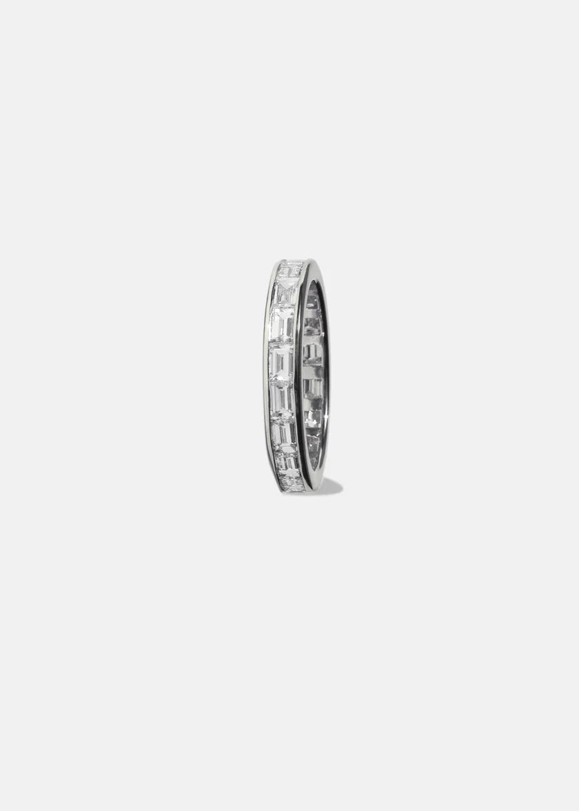 3.0ct Three Stones Asscher E/VS Lab Grown Diamond Engagement Ring With Eternity Wedding Band