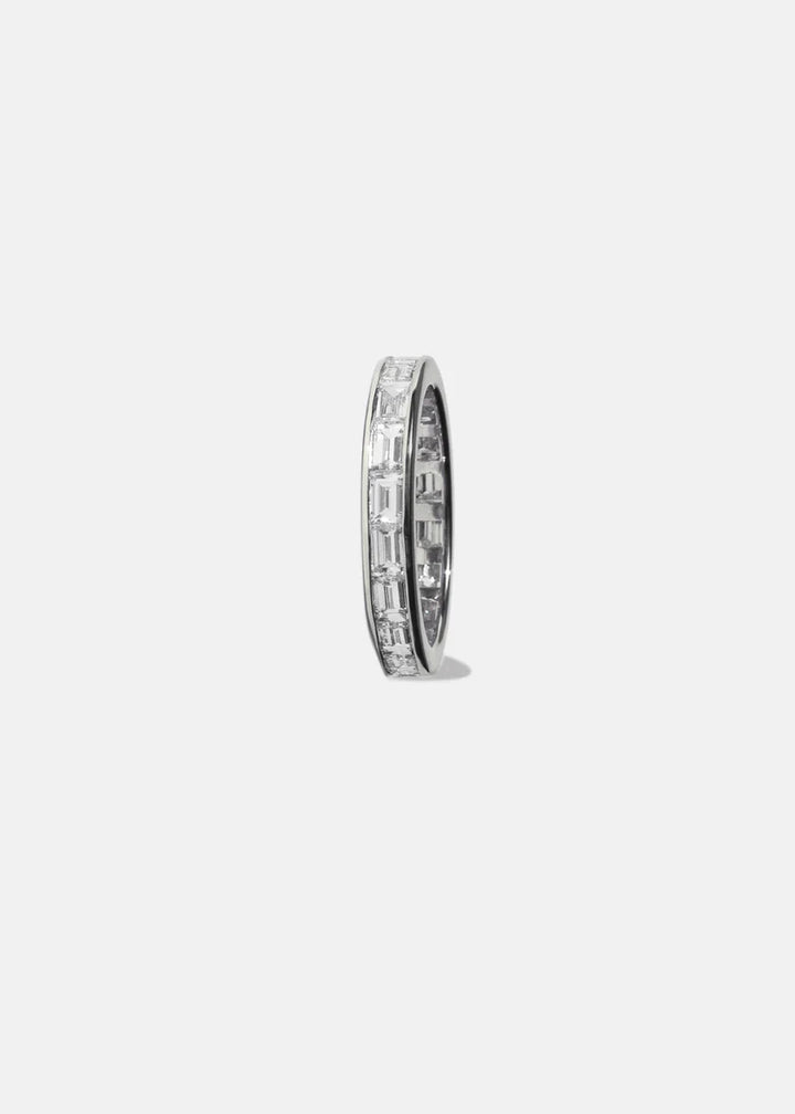 3.0ct Three Stones Asscher E/VS Lab Grown Diamond Engagement Ring With Eternity Wedding Band