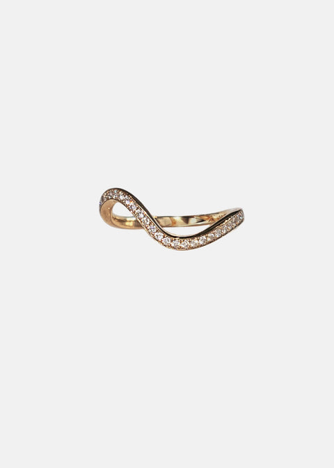 Round Channel Pave Unique Curved Lab Grown Diamond Wedding Band