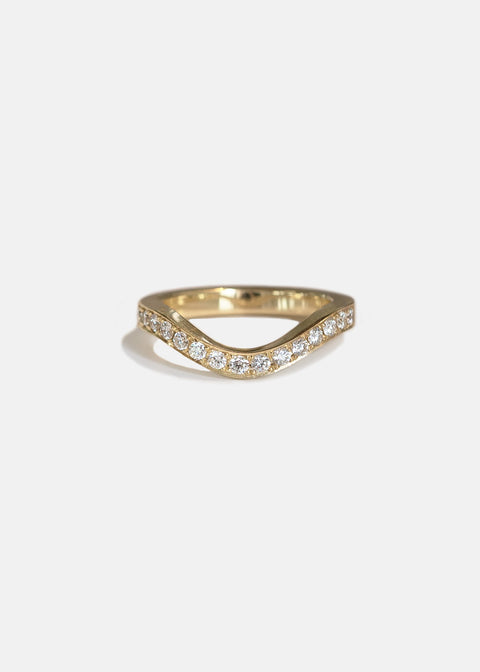 Round Channel Pave Curved Lab Grown Diamond Wedding Band