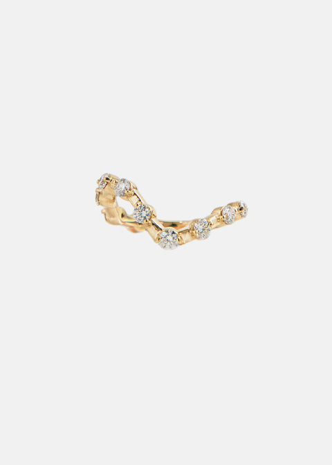 Round Petite Pave Lab Grown Diamond Unique Curved Wedding Band