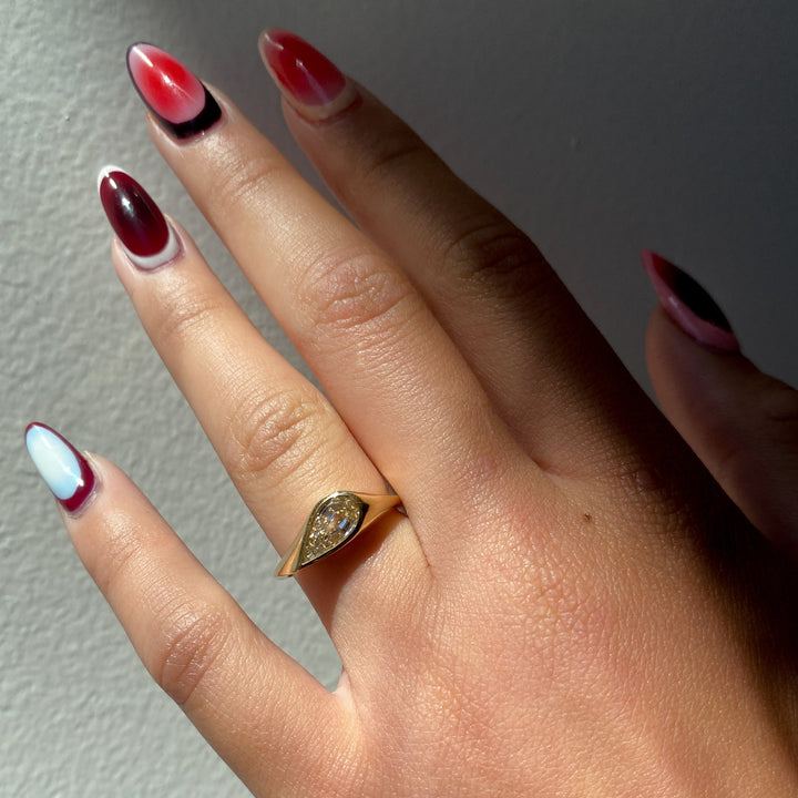 1.50CT Bezel Set Pear Cut E/VS1 Lab Grown Diamond Antique Engagement Ring