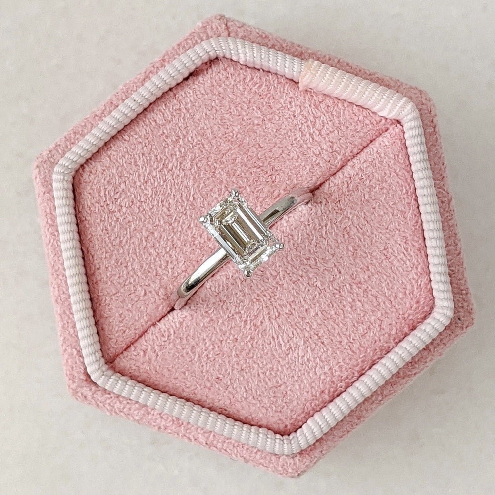 Emerald Cut Hidden Halo Engagement Ring